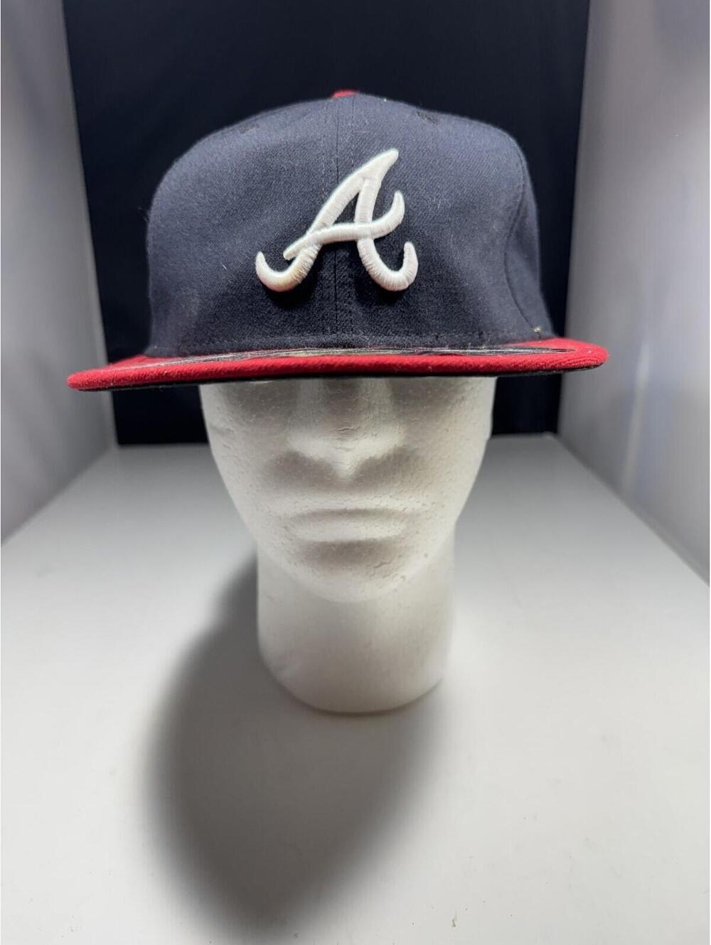 Atlanta Braves New Era 59FIFTY Fitted Hat Cap MLB Size 7 1/8 Navy Red White